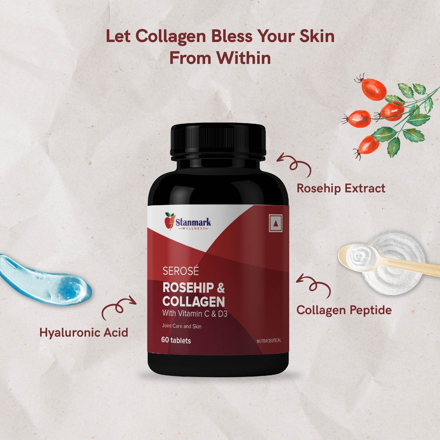 SEROSÉ Collagen Peptide + Rosehip Supplement - Stanmark Wellness